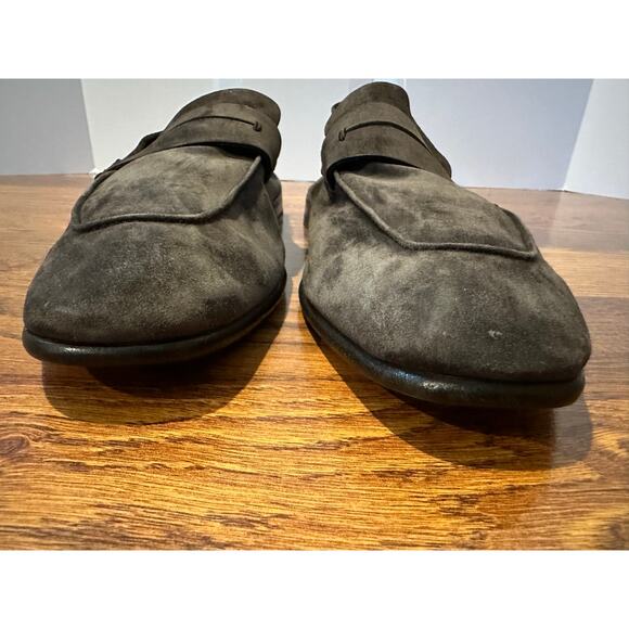 Zegna Men\'s L\'Asola Suede Penny Loafer Charcoal Size 11.5 $1000 Luxury Style main image 13